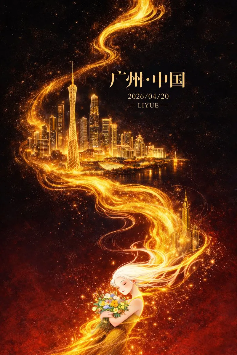Poster Dark-Fantasy Guangzhou City Poster Design - Poster Design, AI Generated - AI Generated Image