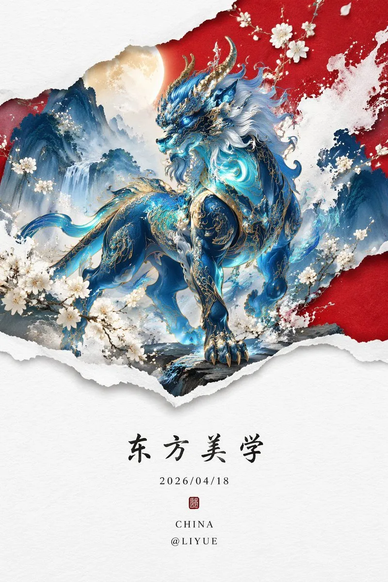 Majestic Neo-Chinese Mythical Beast Qiongqi Art - Abstract, Art, Design - AI Generated Image