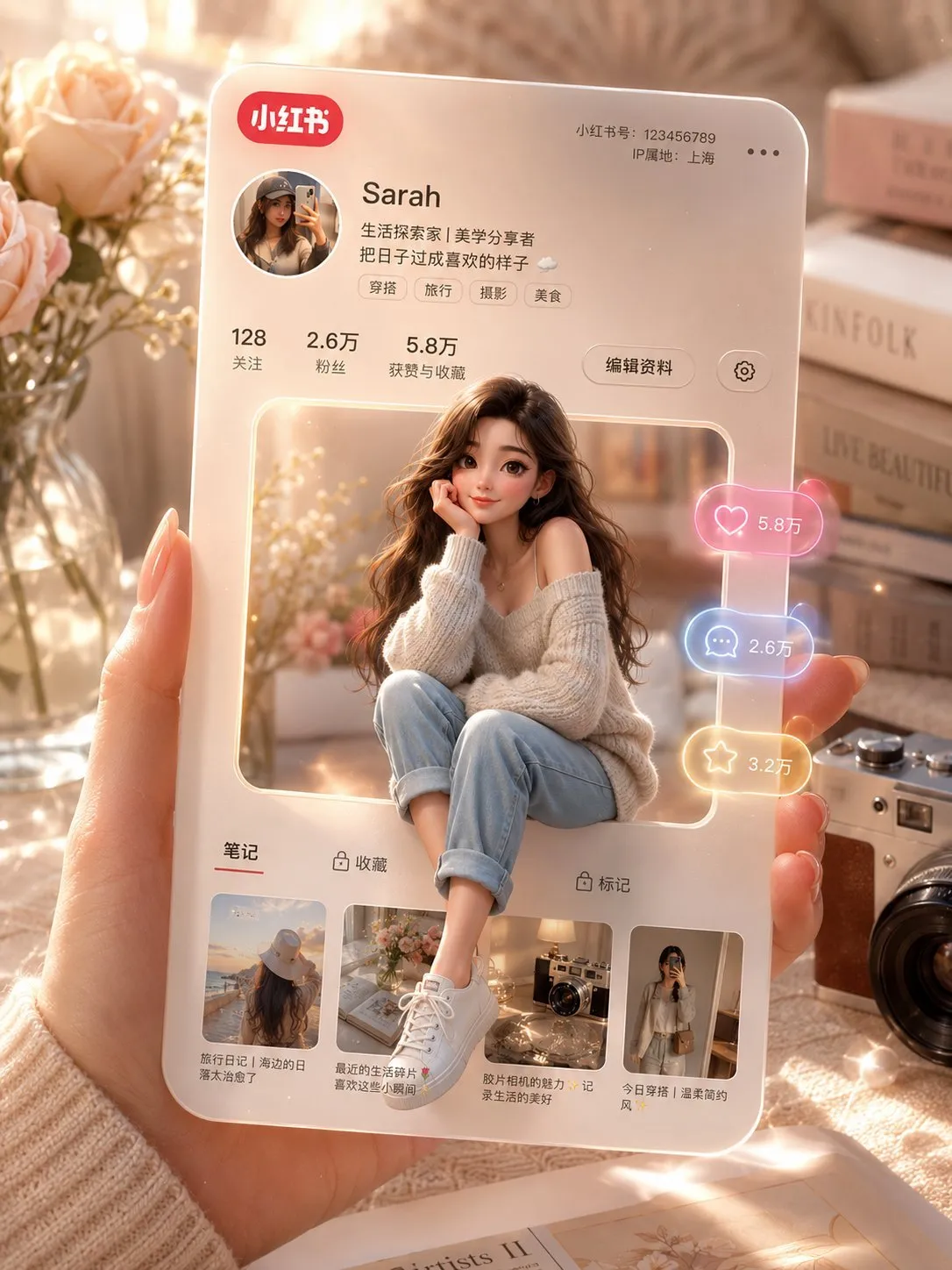 Adorable 3D Xiaohongshu Profile Card Portrait - Abstract, Landscape, Portrait - AI Generated Image