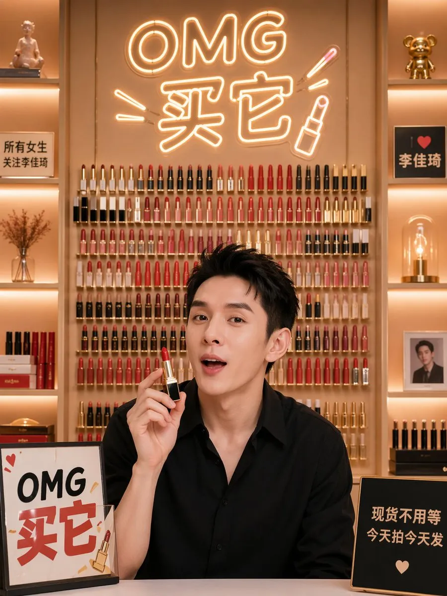 AI-Generated UI Li Jiaqi Lipstick Livestream - UI Design, AI Generated - AI Generated Image