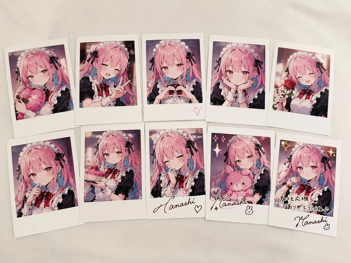 Adorable Maid Cosplay Polaroid Collection - Typography, Portrait, Food - AI Generated Image
