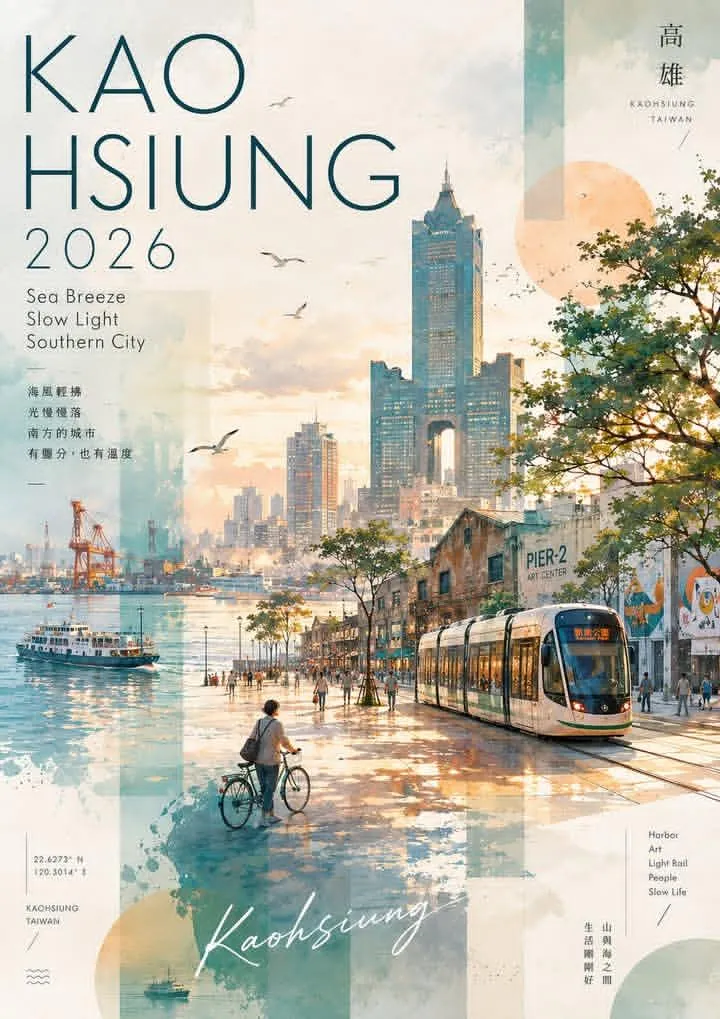 Watercolor Kaohsiung Travel Poster - Art, Typography, Landscape - AI Generated Image