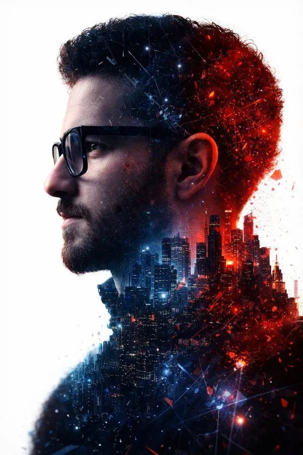 Cinematic Double-Exposure City Skyline Portrait - Photography, Abstract, City - AI Generated Image
