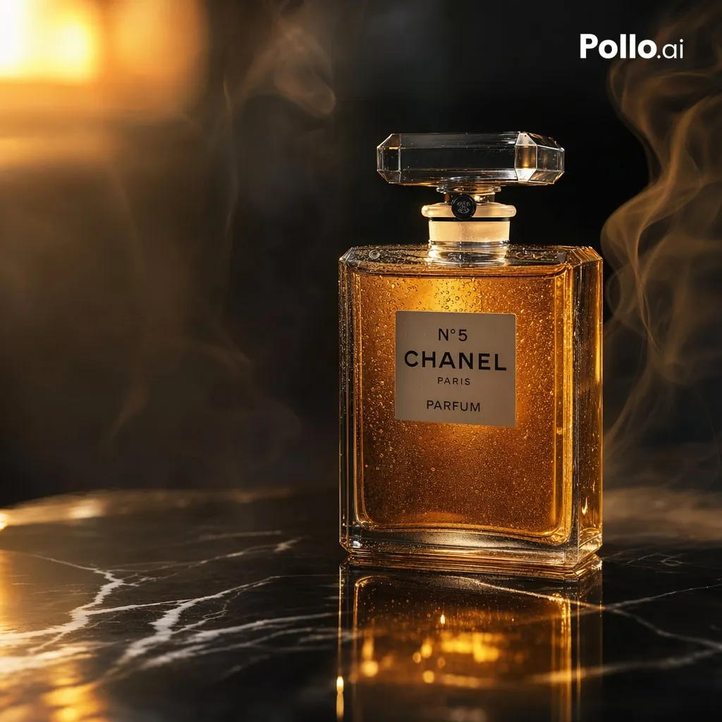 Cinematic and Photorealistic Fragrance on Dark - Luxury, Dark Mood, Ad Creative - AI Generated Image
