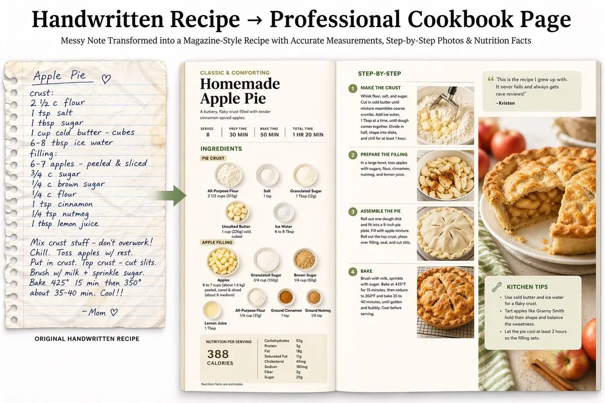 Magazine-Style Recipe Double-Page Spread - Portrait, Product, Interface - AI Generated Image