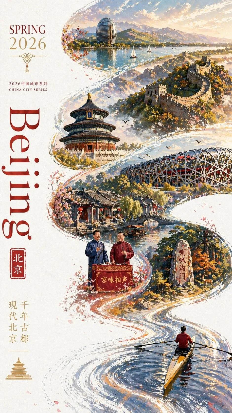 Stunning Beijing Silk Dance City Poster - Typography, Landscape, City - AI Generated Image
