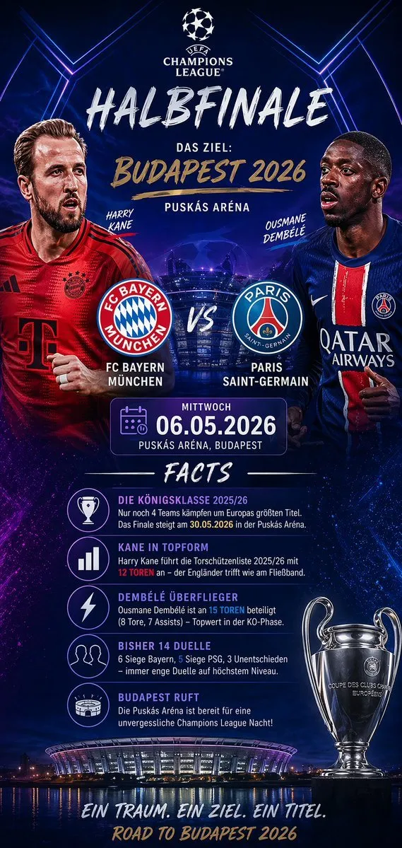 UCL Semifinal Match Infographic Poster - Icon, Typography, Infographic - AI Generated Image