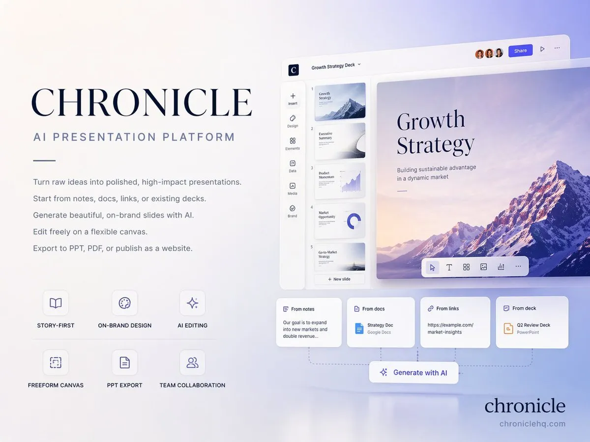 Elegant Chronicle AI Platform Cover Slide - Tech, Typography, Abstract - AI Generated Image