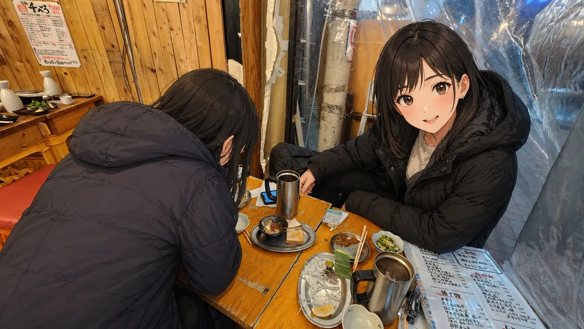 Photorealistic and Dark Themed Outerwear on Table - Food Photography, Portrait Photography, Scene Composite - AI Generated Image