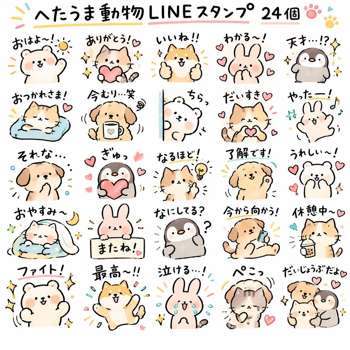 Adorable Creature Sticker Set for LINE - Livestream - AI Generated Image