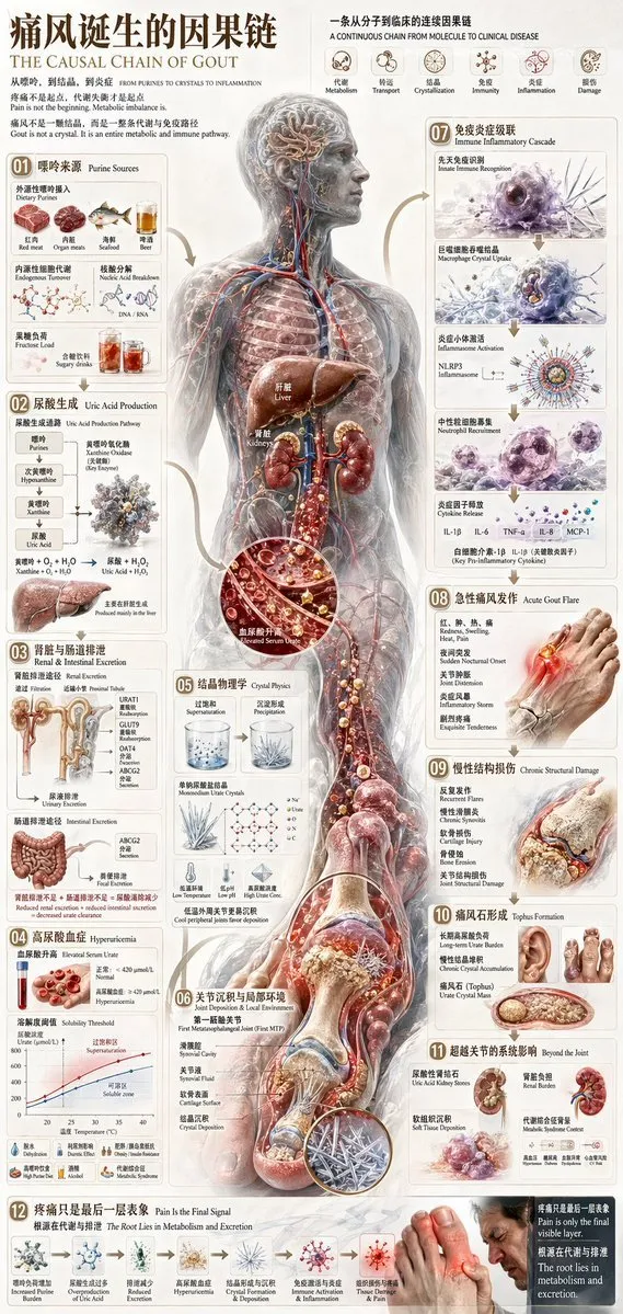 Detailed Gout Pathology Infographic - Portrait, Medical, Food - AI Generated Image