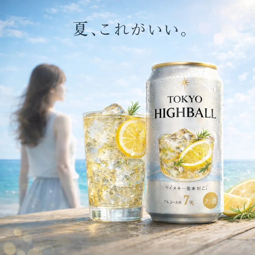 Refreshing Summer Beverage Commercial Photo - Landscape, Product, Typography - AI Generated Image