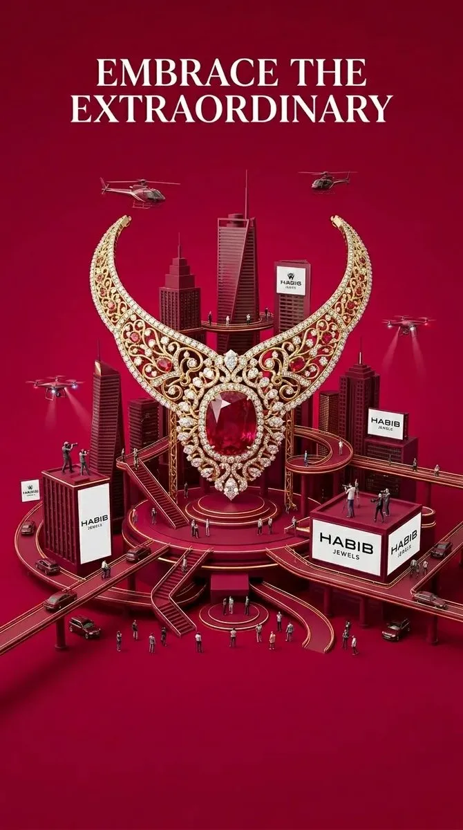 Cinematic and Surreal Jewelry in Studio Setting - Luxury, Poster Design, Scene Composite - AI Generated Image