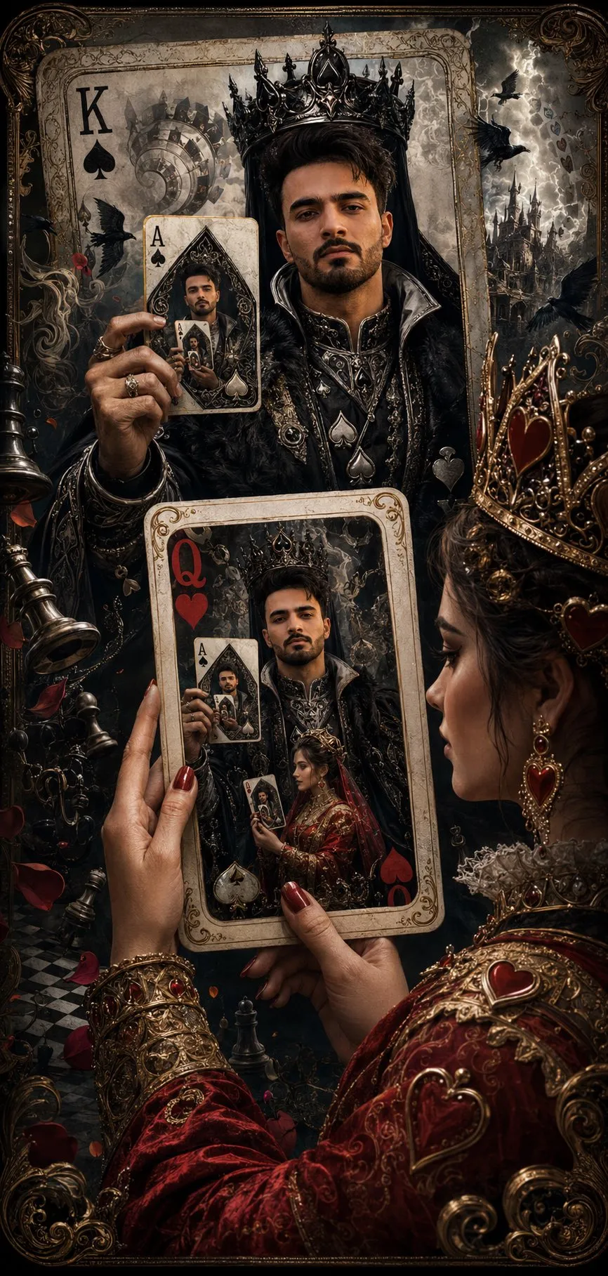 Surreal Recursive Playing Card Artwork - Photography, Abstract, Art - AI Generated Image
