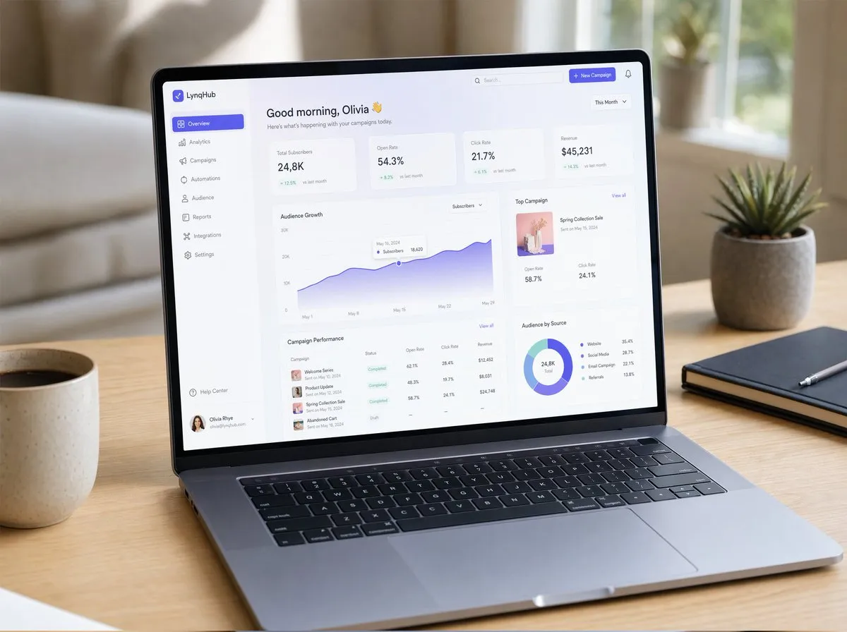 Photorealistic and Hyper-Realistic Laptop on Wood - UI Design, Product Photography, Minimalist - AI Generated Image