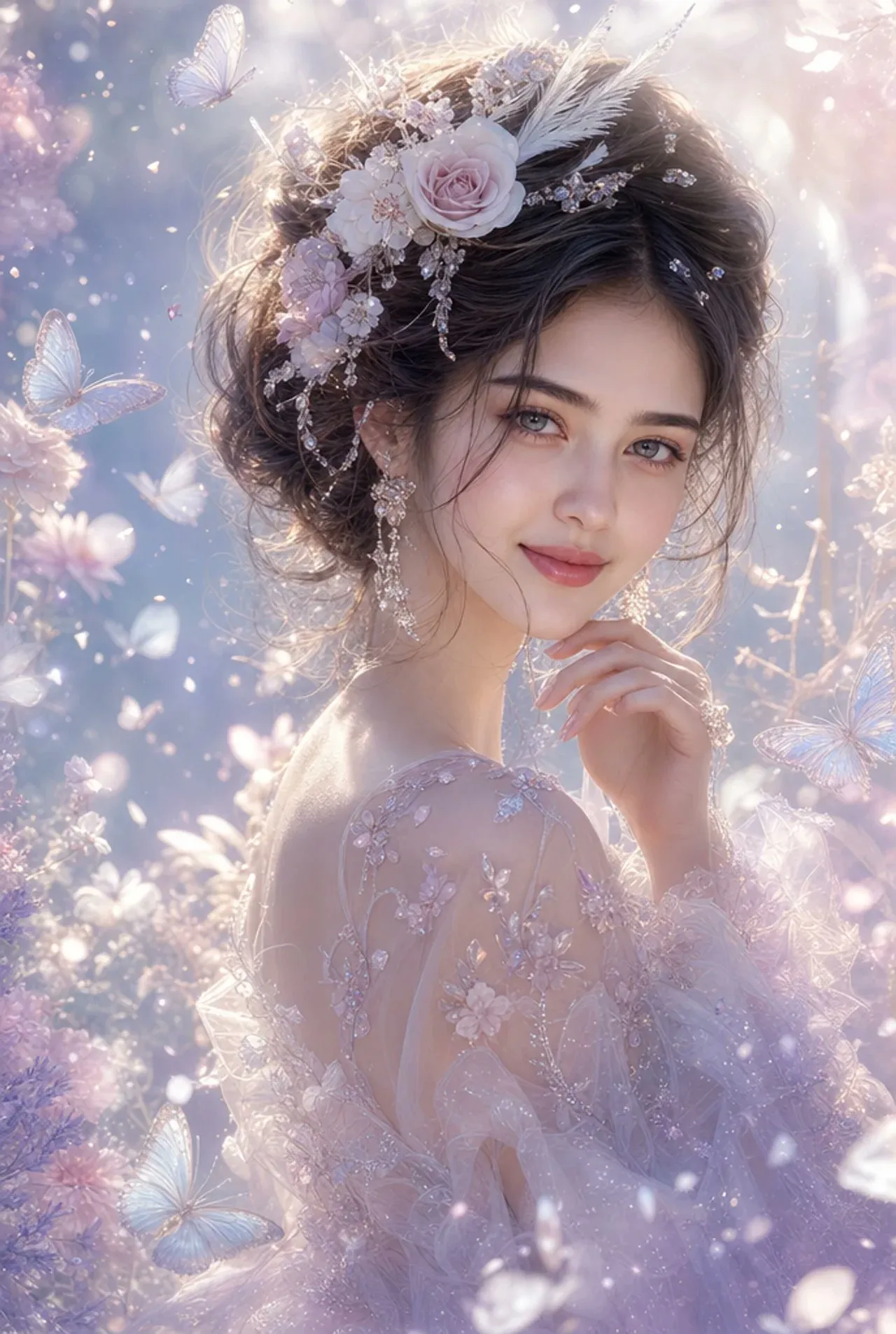 Ethereal Fairycore Fantasy Portrait - Portrait, Photography, Abstract - AI Generated Image