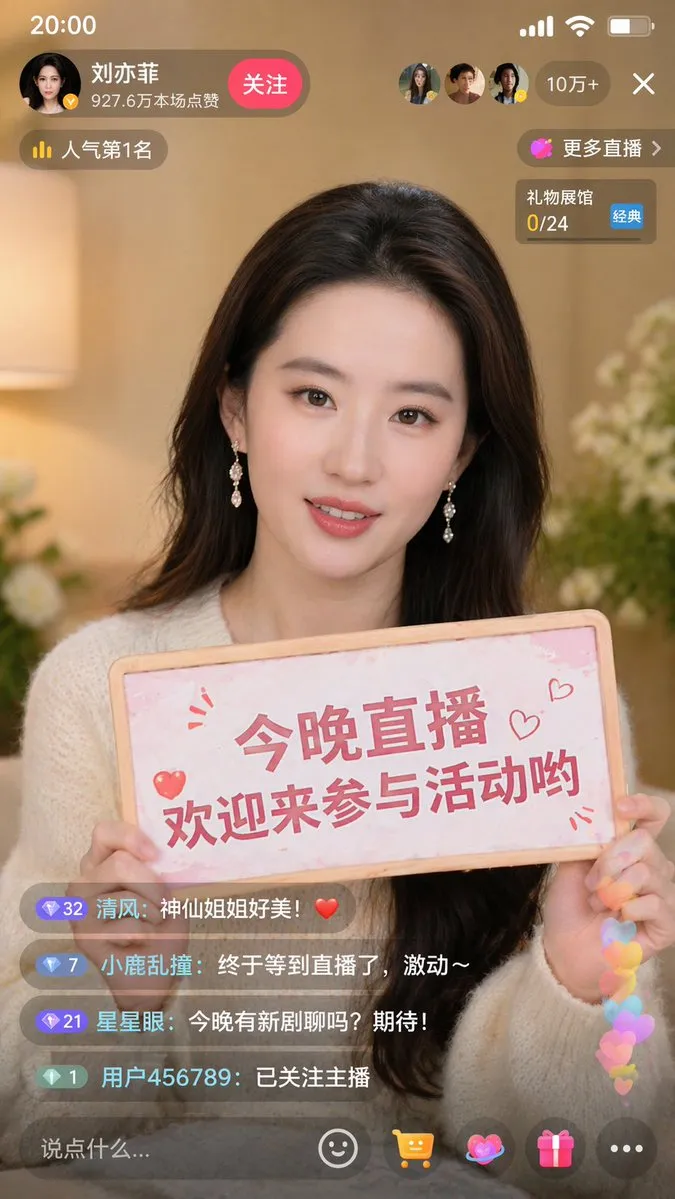 AI-Generated UI Liu Yifei Douyin Livestream - UI Design, AI Generated - AI Generated Image