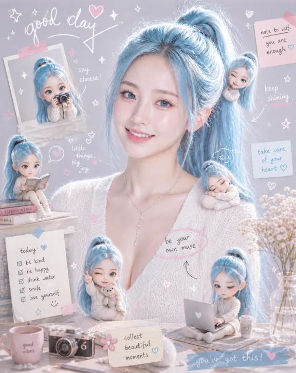 Pastel and Soft Toned Headwear on Table Surface - Pastel, Portrait Photography, Fashion - AI Generated Image