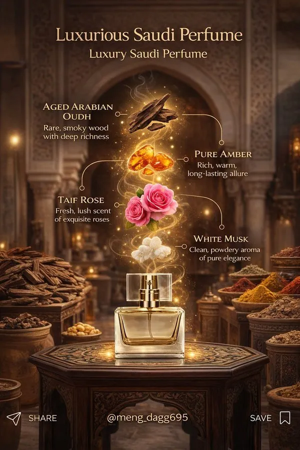 Luxury Perfume Bottle in Arabian Market Setting - Landscape, Typography, Abstract - AI Generated Image