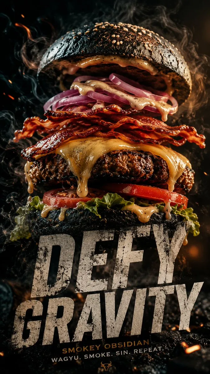 Cinematic and Hyper-Realistic Gourmet Burger - Dark Mood, Food Photography, Cinematic - AI Generated Image