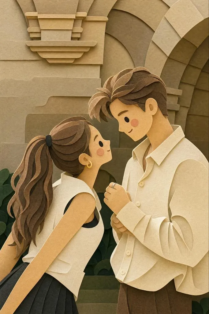 Whimsical Layered Paper-Cut Diorama Art - Abstract, Art, Portrait - AI Generated Image