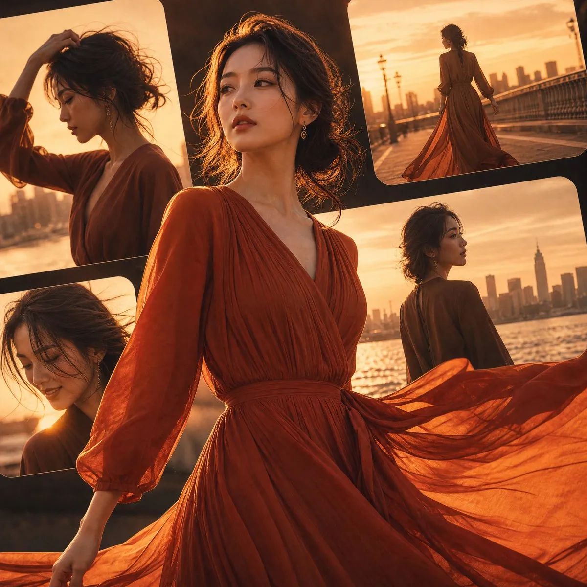 Cinematic and Soft Toned Jewelry Against Sky - Luxury, Portrait Photography, Fashion - AI Generated Image