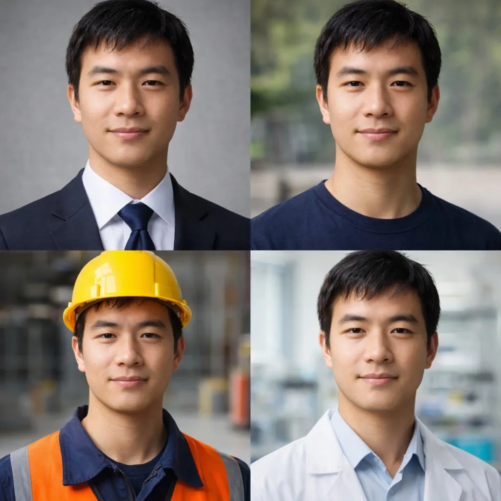 Professional 4-Panel Career Identity Grid - Abstract, Portrait, Landscape - AI Generated Image