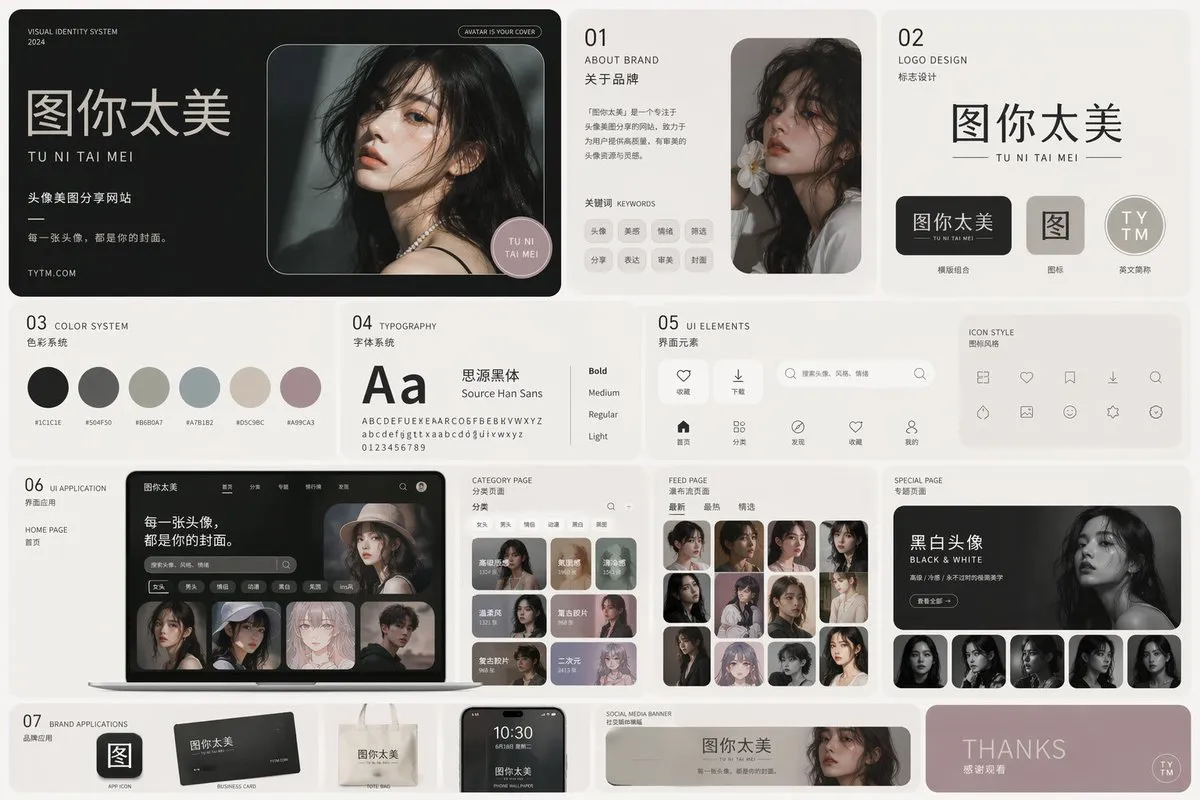 Minimalist VI System Brand Identity - Design, Photography - AI Generated Image