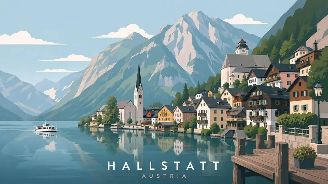 Scandinavian Flat Travel Poster Collection - Travel, Landscape, Art - AI Generated Image