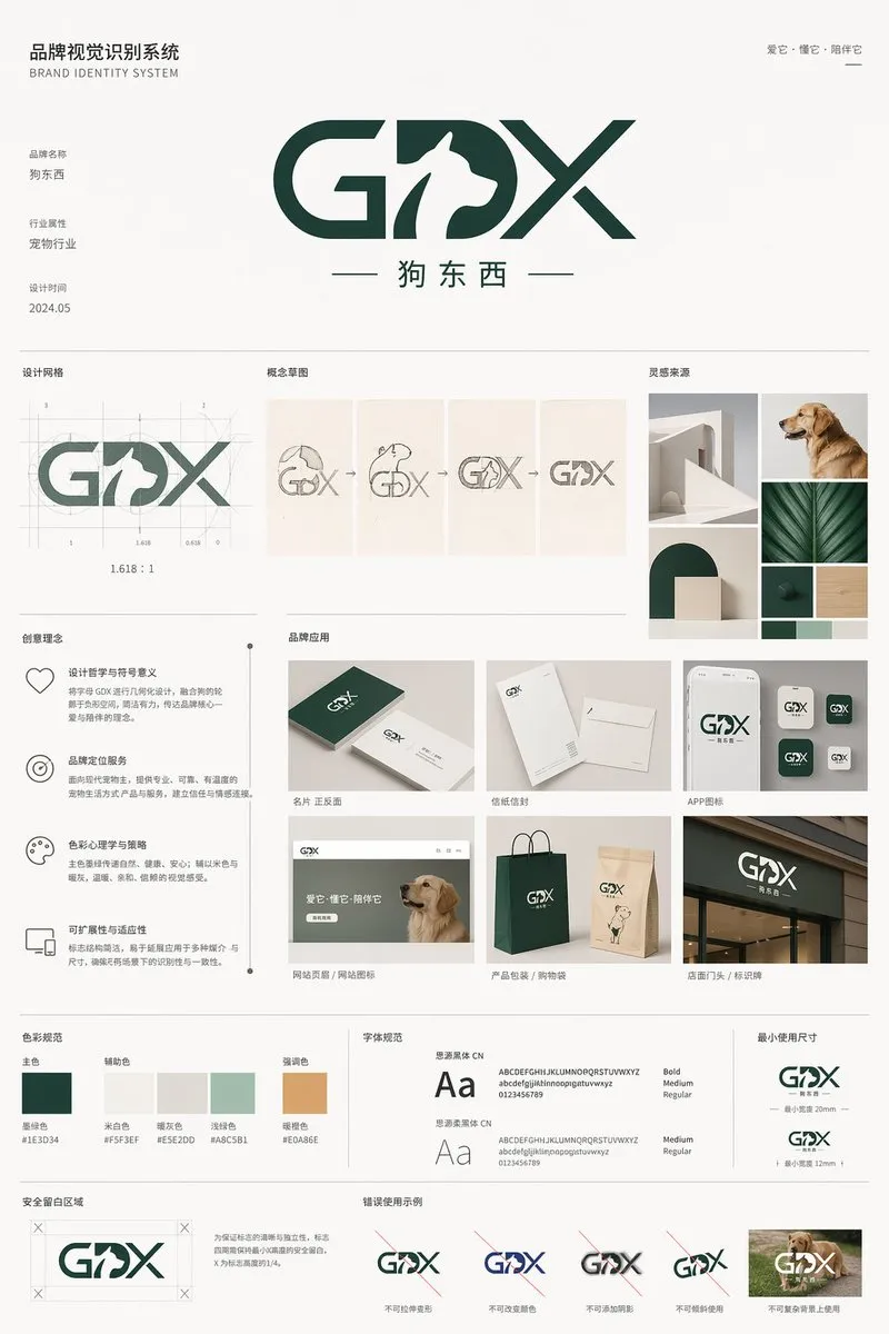 GDX Pet Brand Identity System Board - Typography, Abstract, Design - AI Generated Image