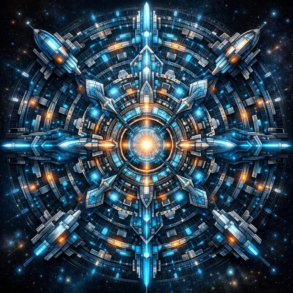 Futuristic Sci-Fi Mandala Digital Art - Tech, Tech - AI Generated Image