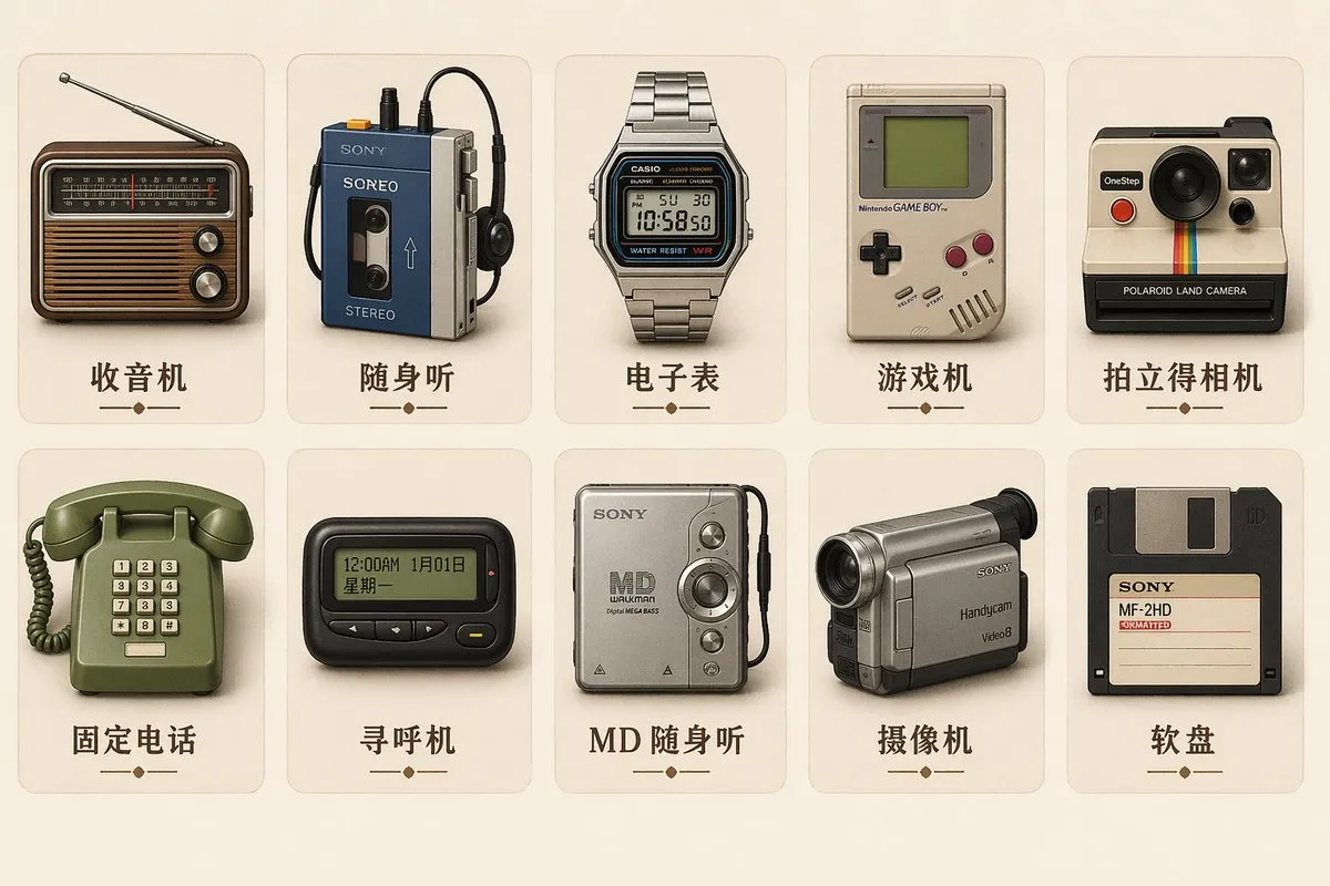 Retro Skeuomorphic Device Icon Collection - History, Icon, Product - AI Generated Image