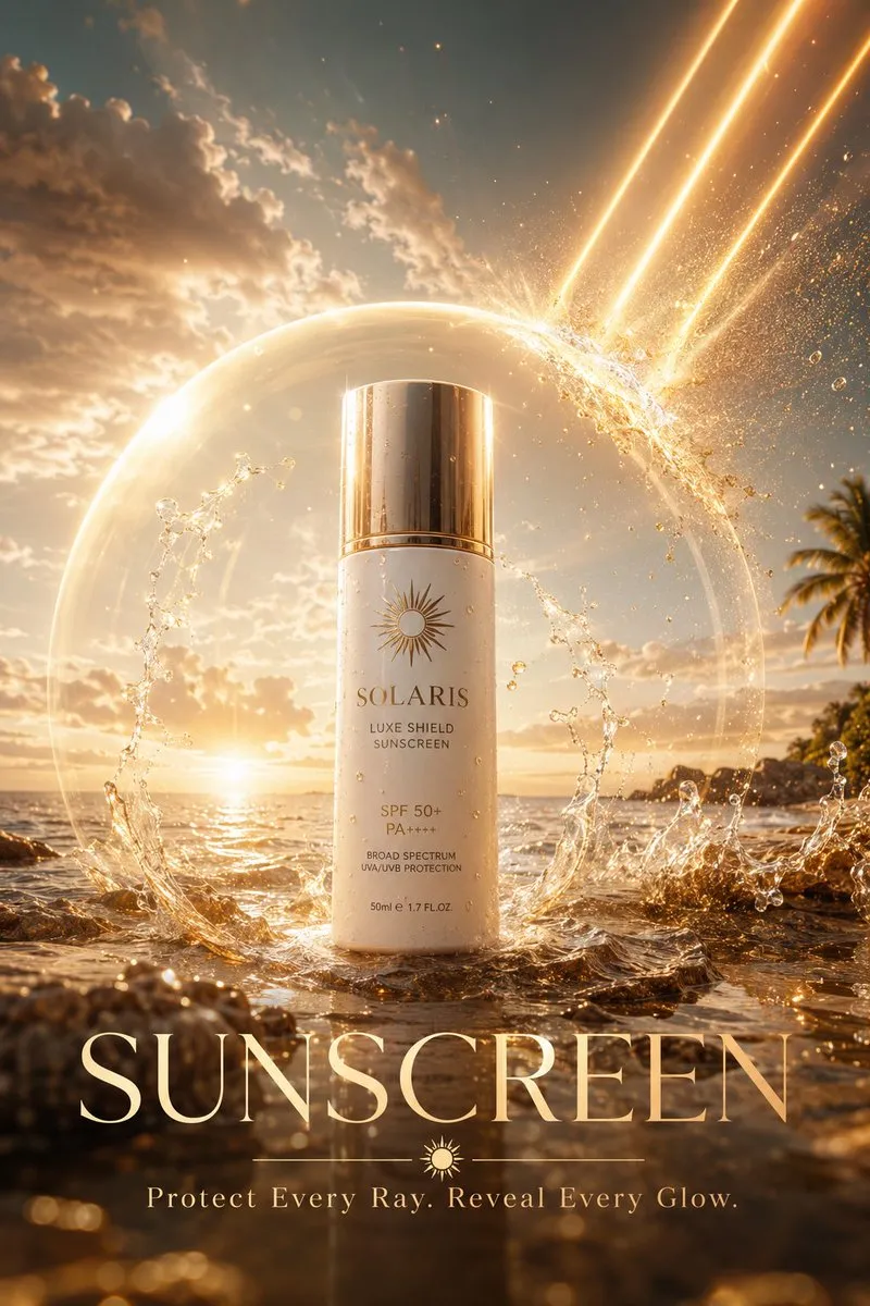 Cinematic and Photorealistic Skincare Against Sky - Luxury, Tech/Futuristic, Cinematic - AI Generated Image