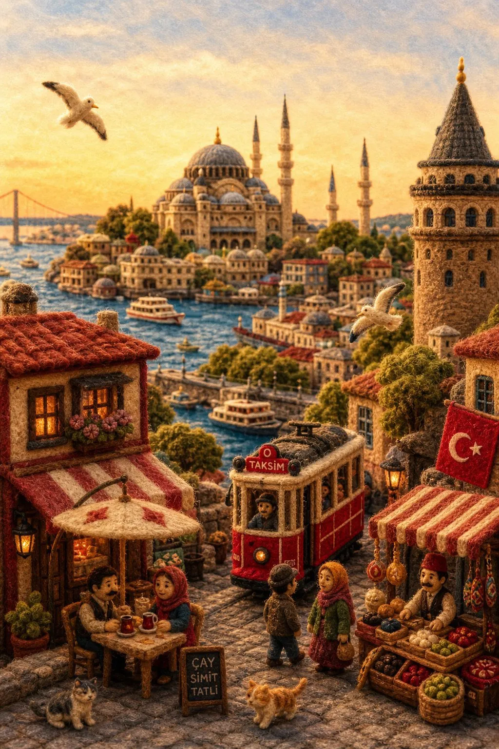 Enchanting Felt Diorama Country Landscape - Landscape, City, Photography - AI Generated Image
