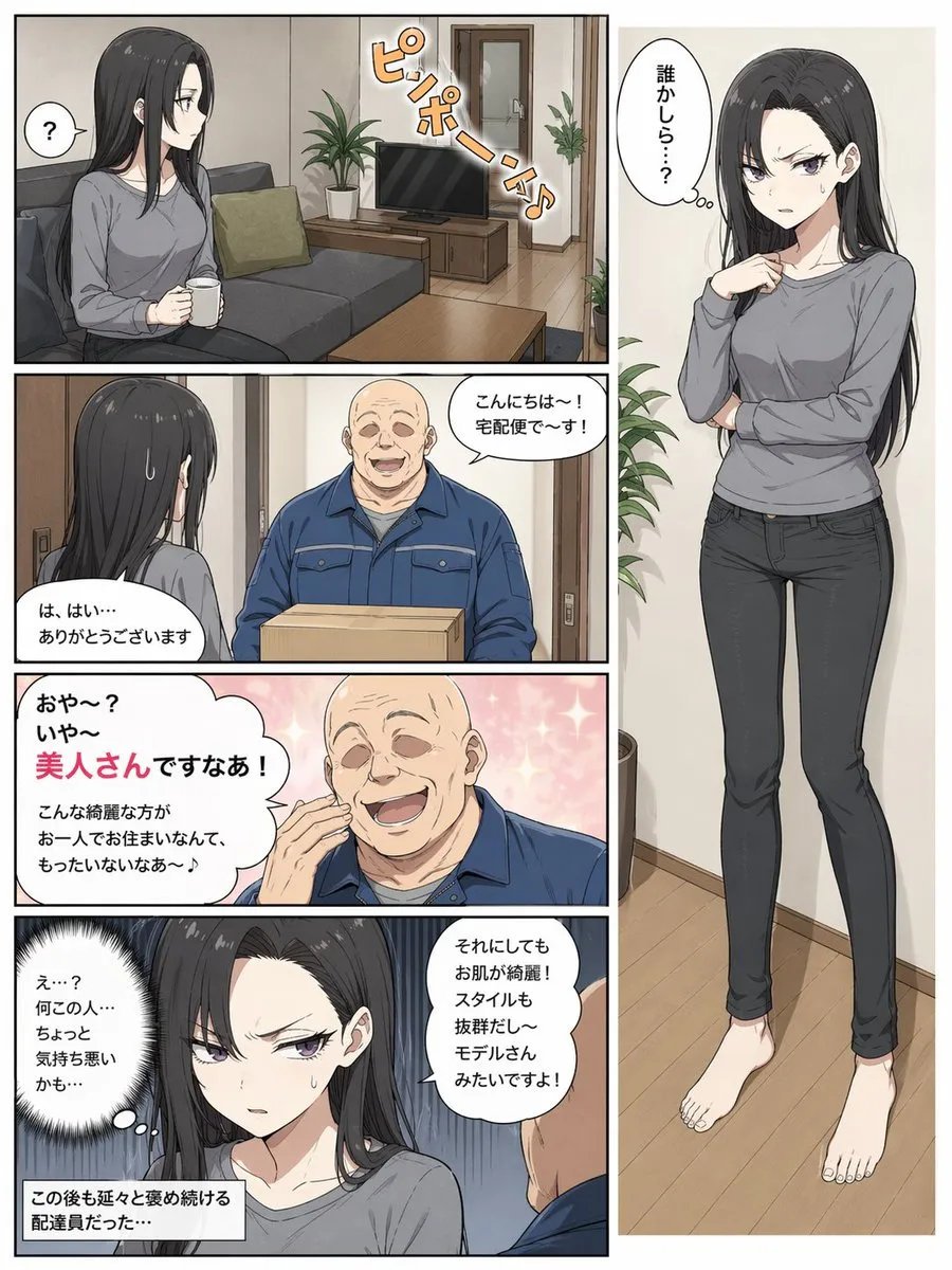 Suspenseful Manga Delivery Man Page - Portrait, Typography, Storyboard - AI Generated Image