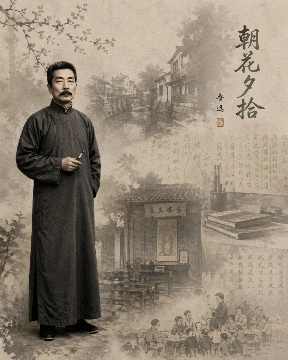 AI-Generated Creative Lu Xun Morning Flowers - Creative Composite, AI Generated - AI Generated Image