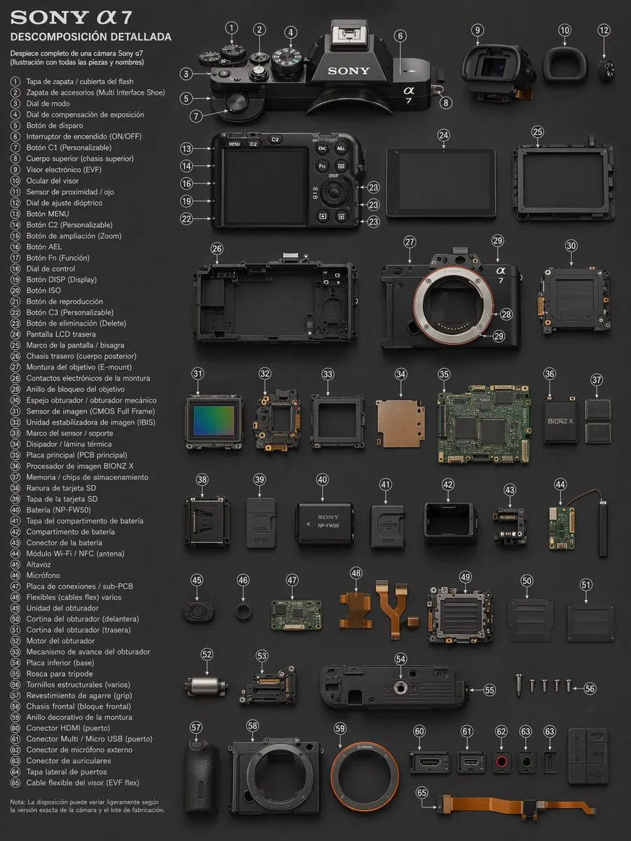 AI-Generated Poster Sony A7 Exploded View - Portrait Photography, Poster Design - AI Generated Image