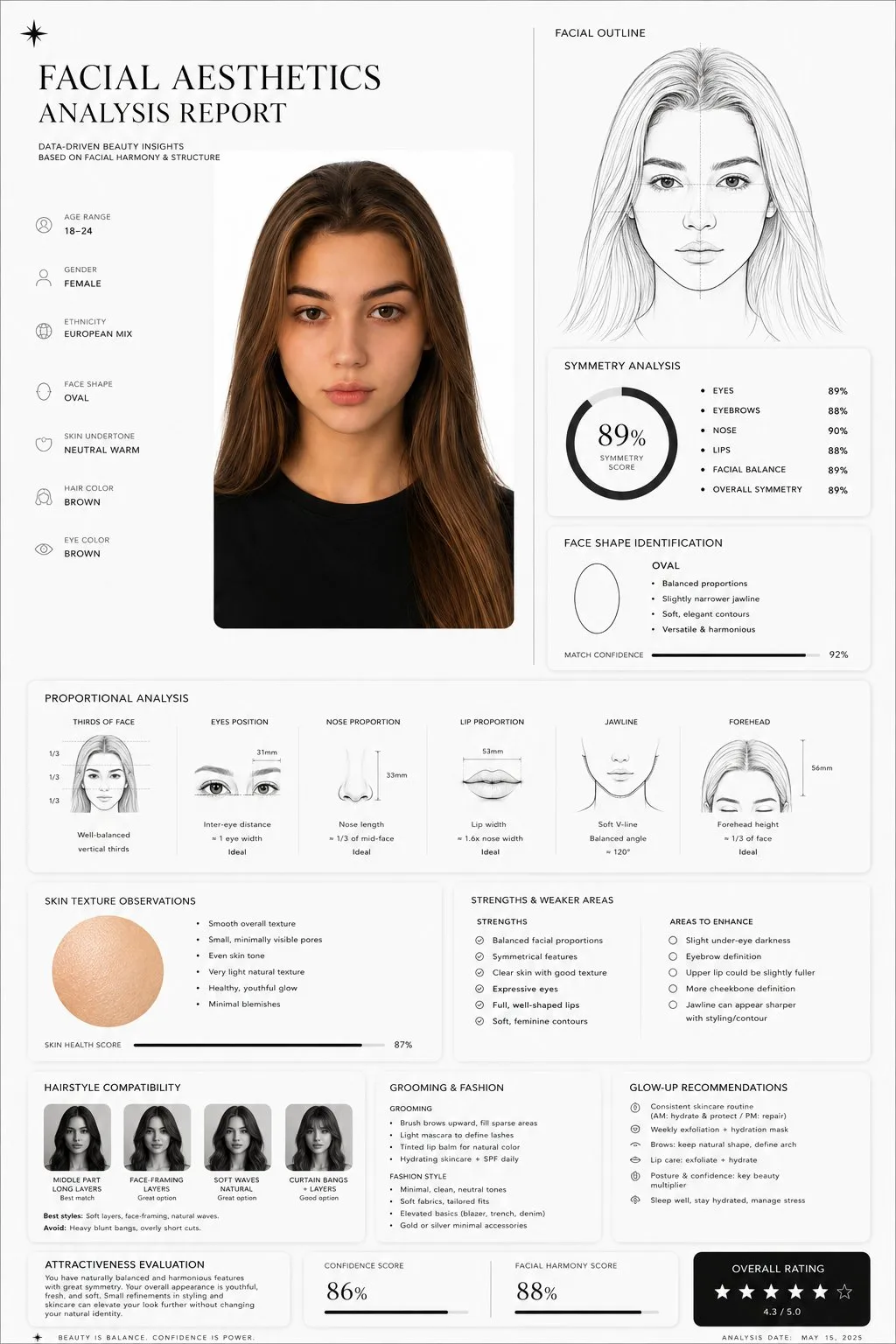 Premium Facial Aesthetics Analysis Report - Design, Photography, Portrait - AI Generated Image