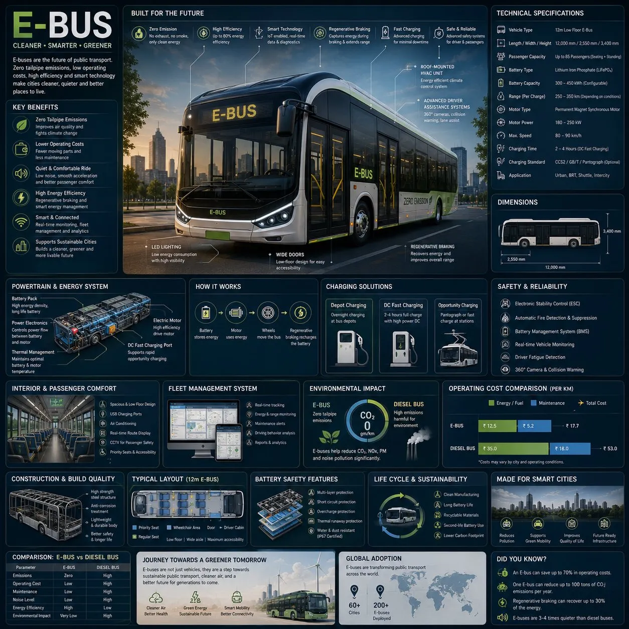 Futuristic Electric Bus Engineering Guide - City, Tech, Design - AI Generated Image
