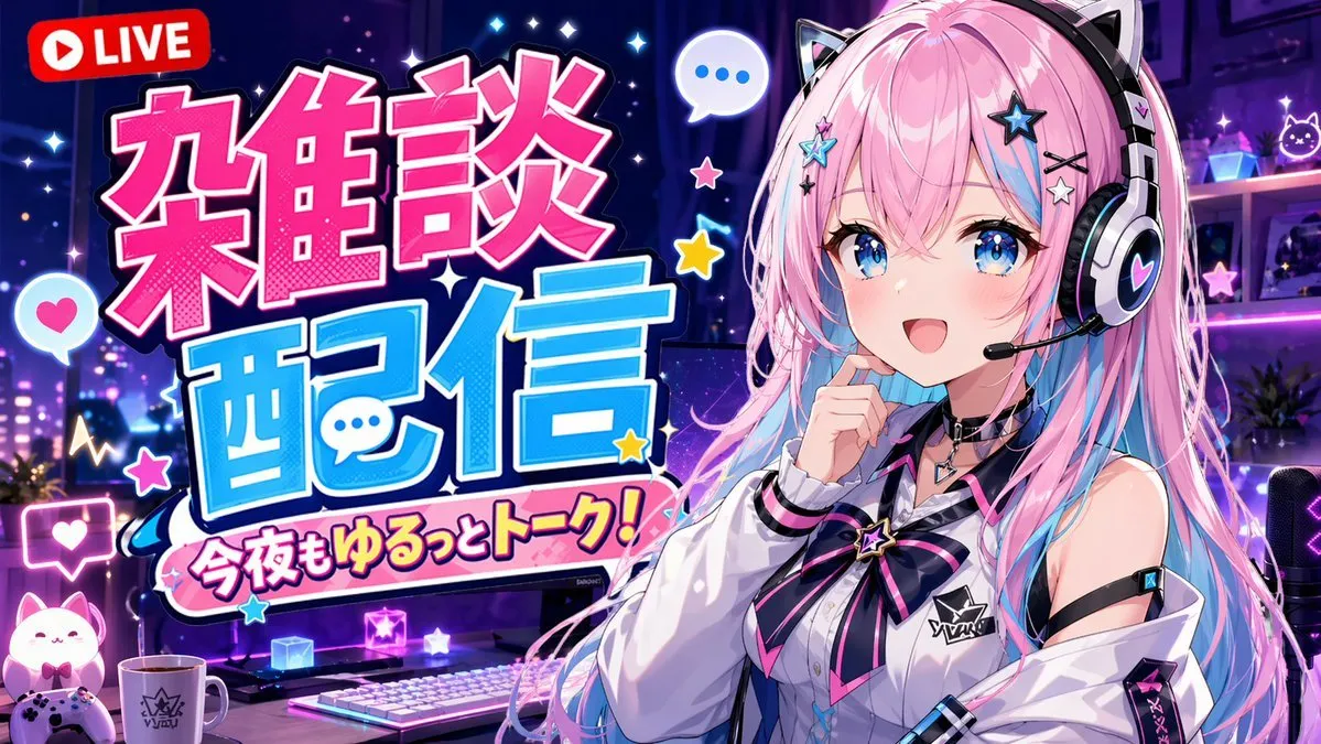Neon Gaming VTuber Stream Thumbnail - Typography, Animal, Game - AI Generated Image