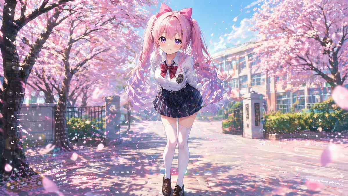 Cherry Blossom Anime Girl Portrait - Abstract, Landscape, Product - AI Generated Image