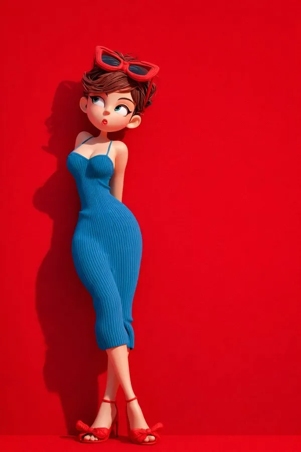Vibrant 3D Cartoon Female Character Portrait - Abstract, Product, Tech - AI Generated Image