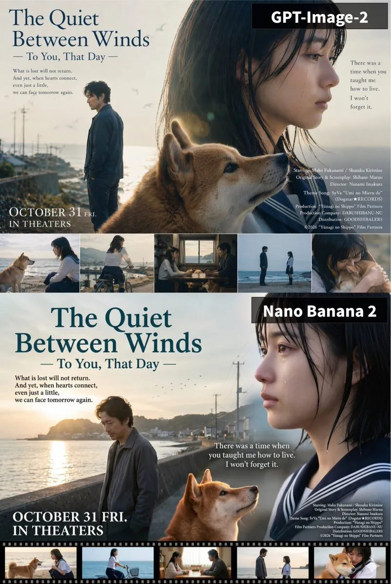 Cinematic Japanese Film Poster Layered Montage - Typography, Landscape, Portrait - AI Generated Image
