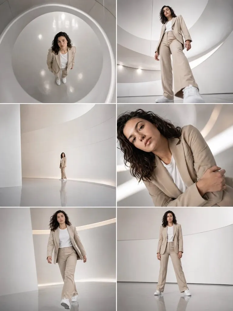 Cinematic and Soft Toned Footwear in Studio Setting - Minimalist, Cinematic, Portrait Photography - AI Generated Image
