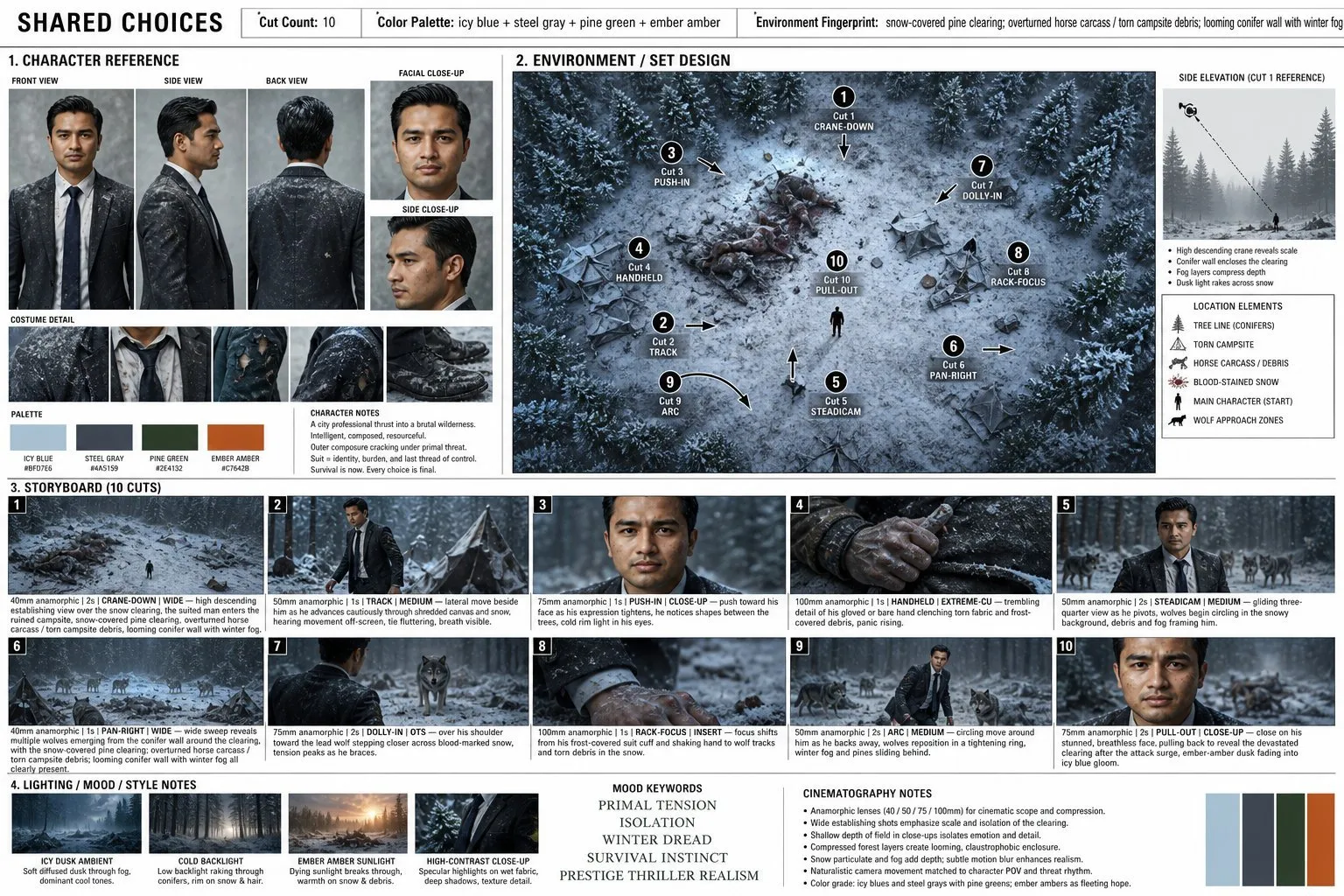 Cinematic Winter Survival Thriller Storyboard - Photography, Storyboard, Portrait - AI Generated Image