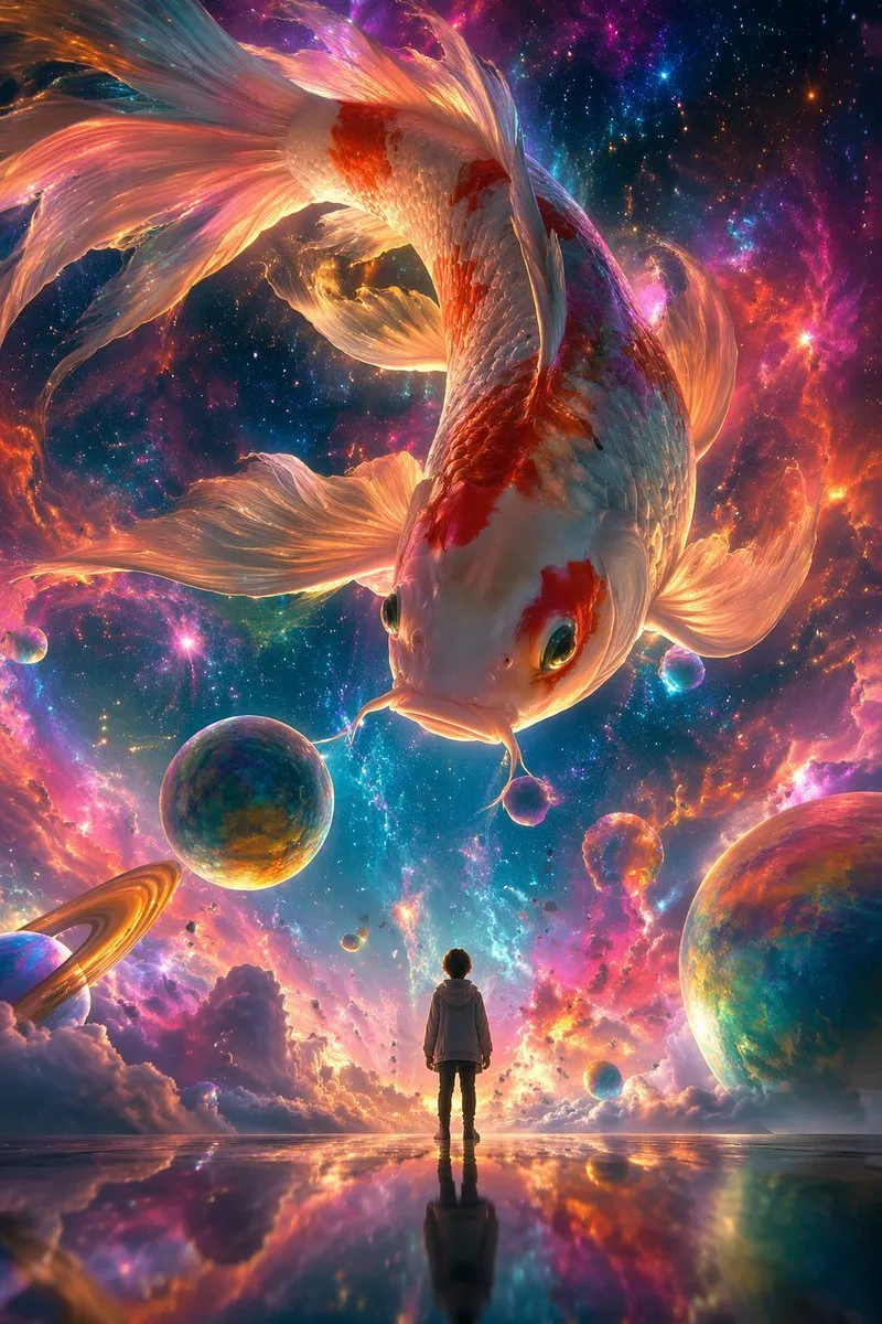 Ethereal Giant Koi in Dreamy Nebula Art - Art, Livestream - AI Generated Image