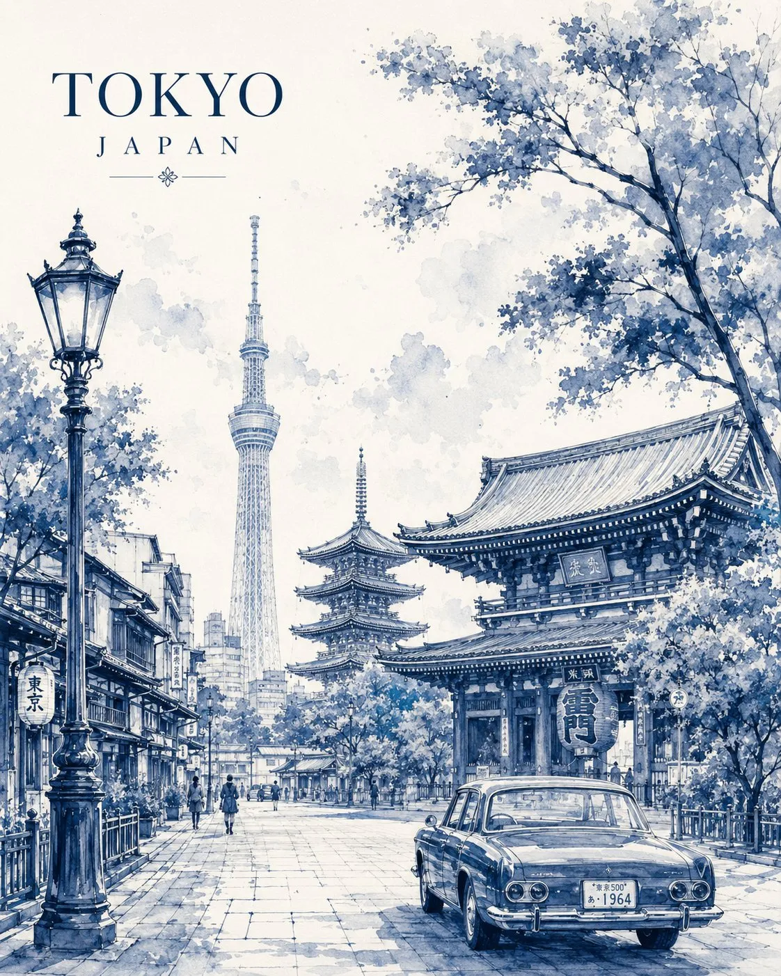 Elegant Monochrome Watercolor City Poster - Art, City, Typography - AI Generated Image