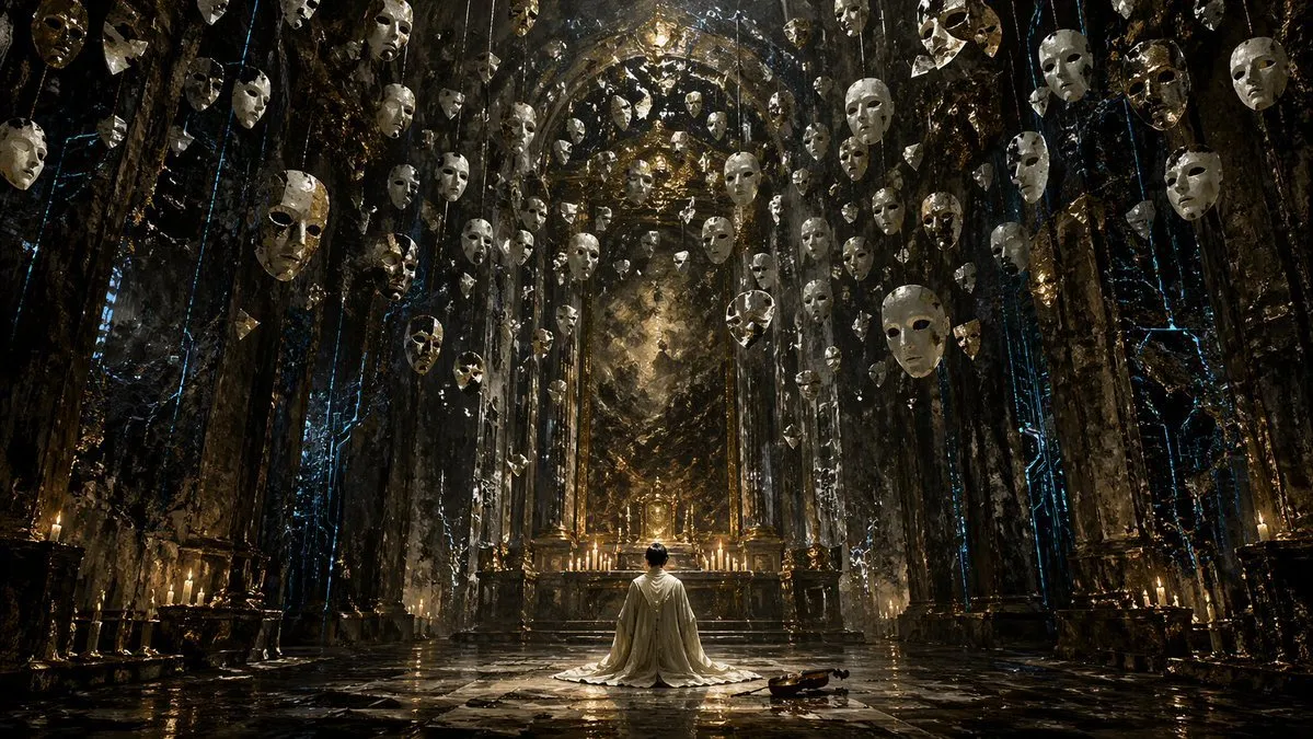 Cinematic Dark Gothic Cathedral Scene - Photography, Product, Tech - AI Generated Image