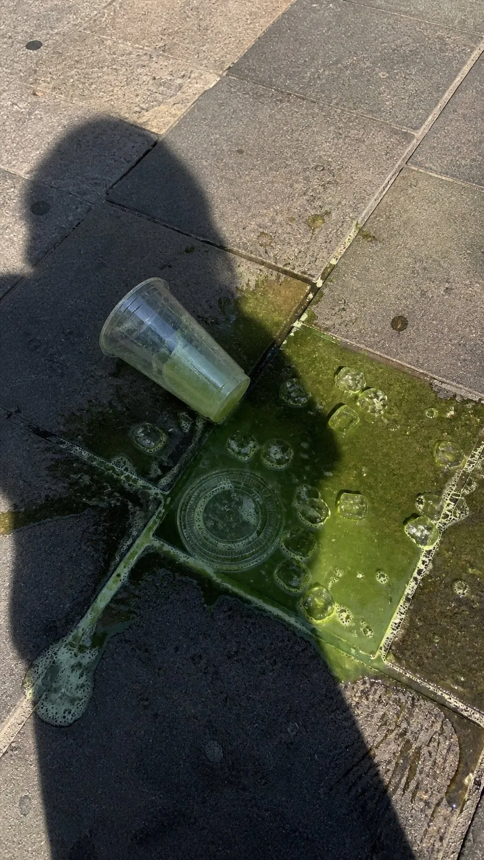 Realistic Spilled Iced Drink Street Photography - Photography, Typography, City - AI Generated Image