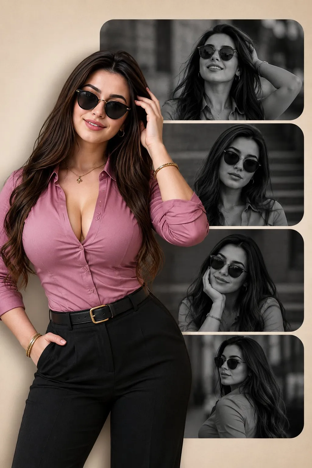 Fashion Editorial Multi-Panel Poster Collage - Portrait, Photography, Design - AI Generated Image